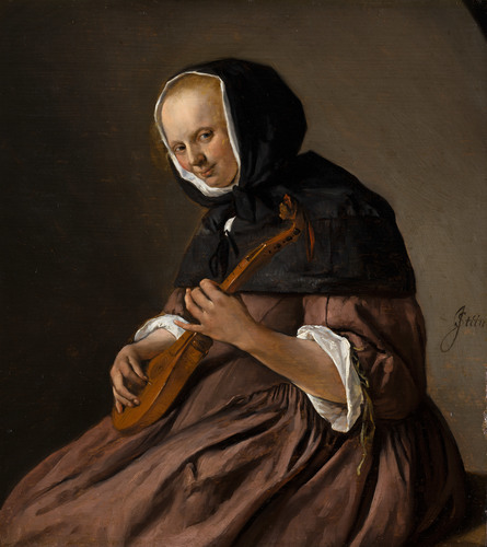 Woman Playing the Cittern, Jan Steen, 1662, Mauritshuis MuseumA woman looks at us intently, while pl