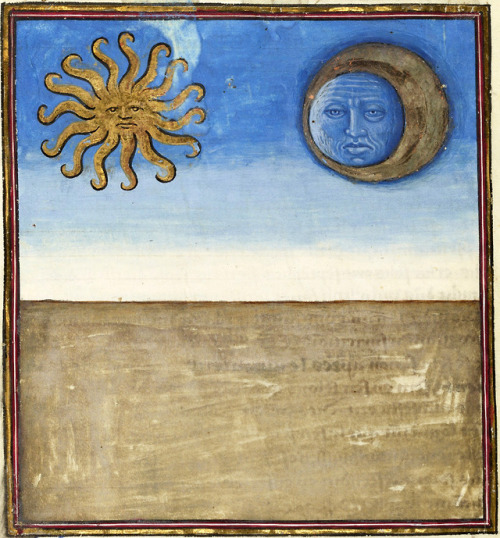 discardingimages:

the Sun and the Moon
Livre de la Vigne nostre Seigneur, France ca. 1450-1470
Bodleian Library, MS. Douce 134, fol. 49v 