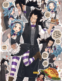 rboz:  Maid/Butler Cafe AUOriginally meant to expand more on this AU but it became an assortment of drawings about Levy and Gajeel being lewd with each other and just general couple cuteness. I’ll never get over their matching thing going on.