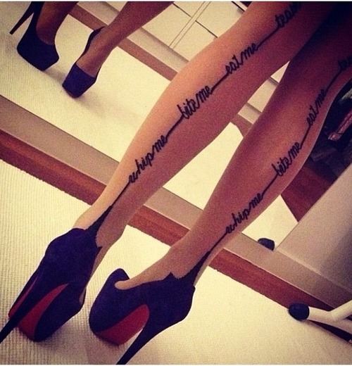 presumably-in-no-kuntrol: Ooo. Those heels, so high and thin and those stockings. Naughty, naughty.