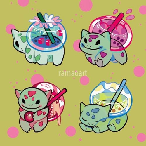 Some Bobasaur stickers I’ll have available for Anime North! Woohoo! #bulbasaur #bobatea #pokemon #do