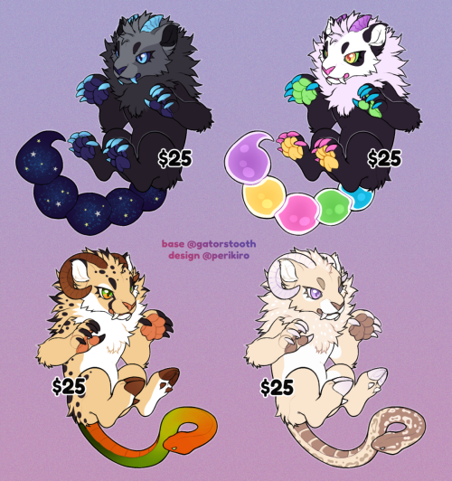 Two manticore and two chimera adoptables up for sale now!! Please send a message or reply if interes