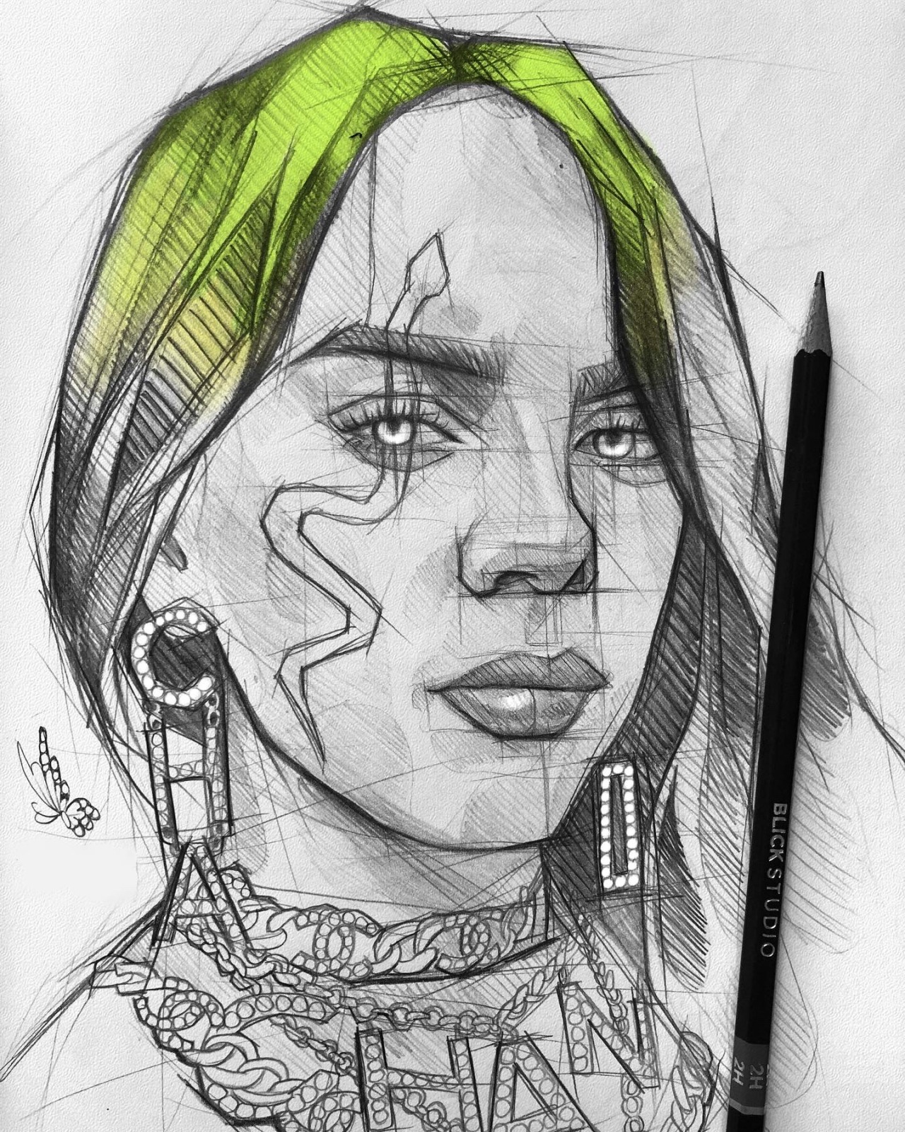 Drawing Billie Eilish in Pencil | TikTok