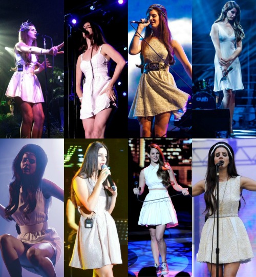 ahs-delrey:  pinupgalore-lanadelrey:  Lana Del Rey’s white concert outfits   angel