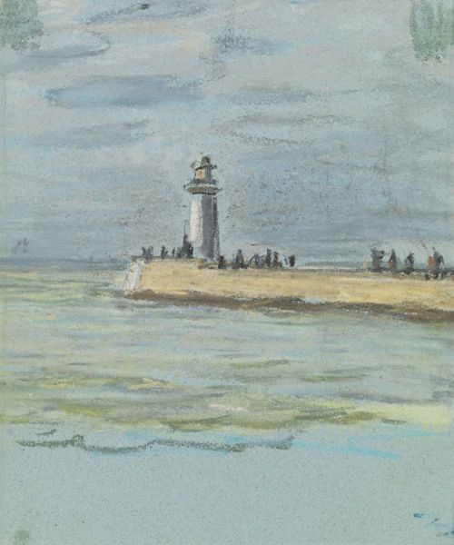 The lighthouse and jetty at Le Havre  *  -    Claude Monet, c. 1868. French, 1840-1926Pastel on pape