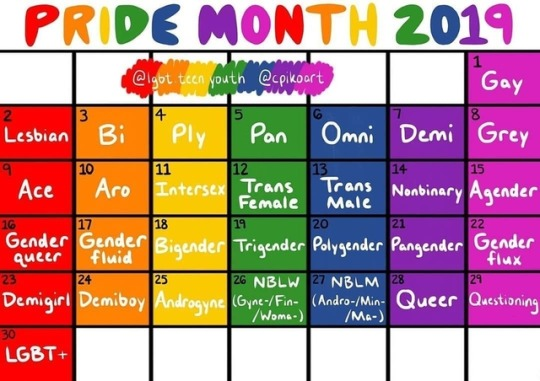 pride calendar on Tumblr
