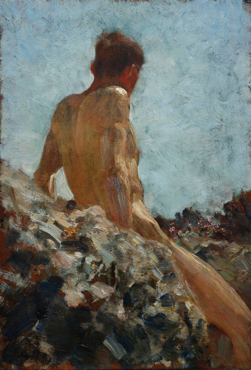 ganymedesrocks:  classical-gentry:Nude Study. Henry Scott Tuke, undated. Henry Scott Tuke (1858 - 1929) - “Seated Young Man Study” - circa 1905-1912