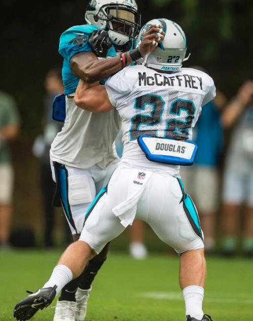 Rookie ManChristian McCaffrey Carries The Equipment For His More Seasoned Mates. He Will Prove a Phe