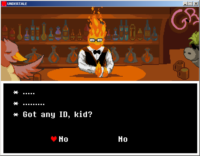 scarodactyl:  This is a bit of an obscure easter egg in Undertale.  Normally you