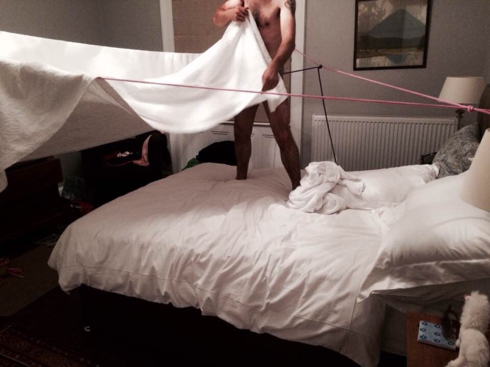 vert-climber:  Building blanket forts in hotels can be challenging. We had to get