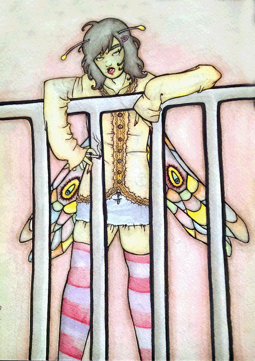 Fairy Inspired by Vintage Japanese Pinup Designs: https://www.etsy.com/listing/212624902/apathy-has-wings-original-watercolor
