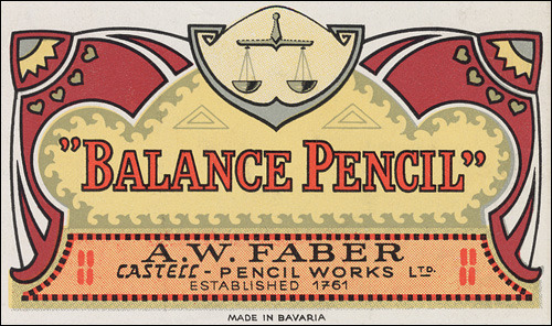 Packaging for Faber “Balance” Pencil, 1930. Via lexikaliker