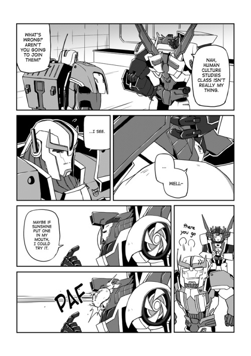 metokuron:  Finally finished it ohgod I spent way too much time on this. THE STUFF I DO FOR MY OTP’s. Ratchet ended up being a tsundere… I don’t know why. Not sure how food works in transformers continuity, but I asked around first. RATCHET x WHEELJACK