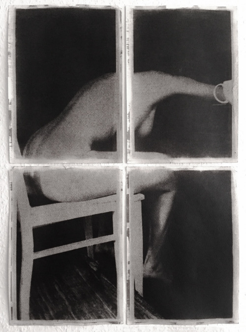 Nude woman with mug. K, Berlin 201460x43cm Gum Bichromate print (4xA4)