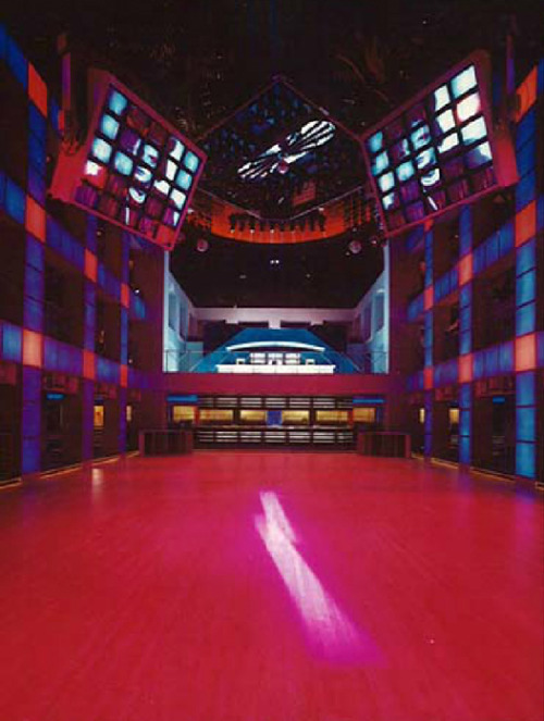 Interior of the Studio 54, 1977-81. New York. Interior Design: Ron Doud, lighting design: Brian Thom