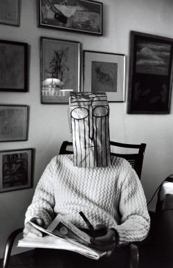 ohthentic:  magictransistor:  Inge Morath. Saul Steinberg Masks &amp; Girl in Bath. 1960s.   Oh 
