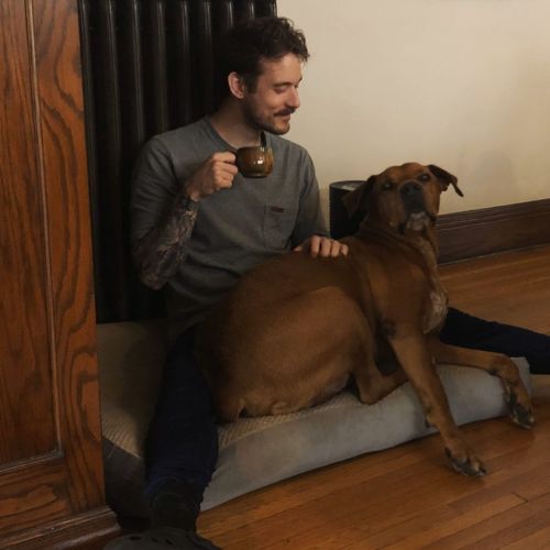 Just me and my best bud enjoying our morning coffee. He really thinks he’s a small dog. Enjoy Monday