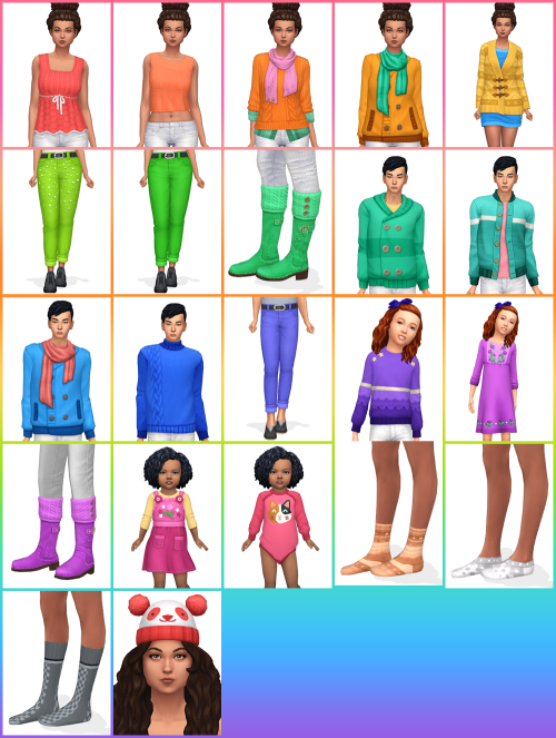 Nifty Knitting Stuff Clothes in Sorbets RemixAll clothing from the Nifty Knitting stuff pack recolou