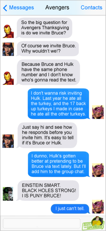 fromsuperheroes:  Texts From Superheroes: Best of Thanksgiving  Nude Sword Day needs to be a thing.