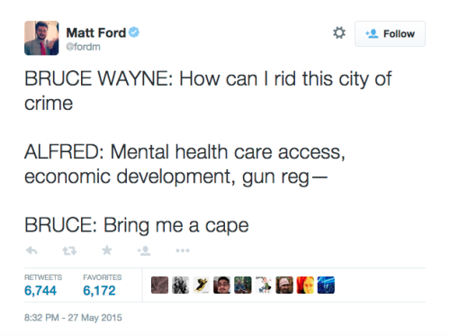 esteicy-blog: thats-what-sidhe-said: BRUCE: I’ve created jobs by keeping Wayne Enterprises in 