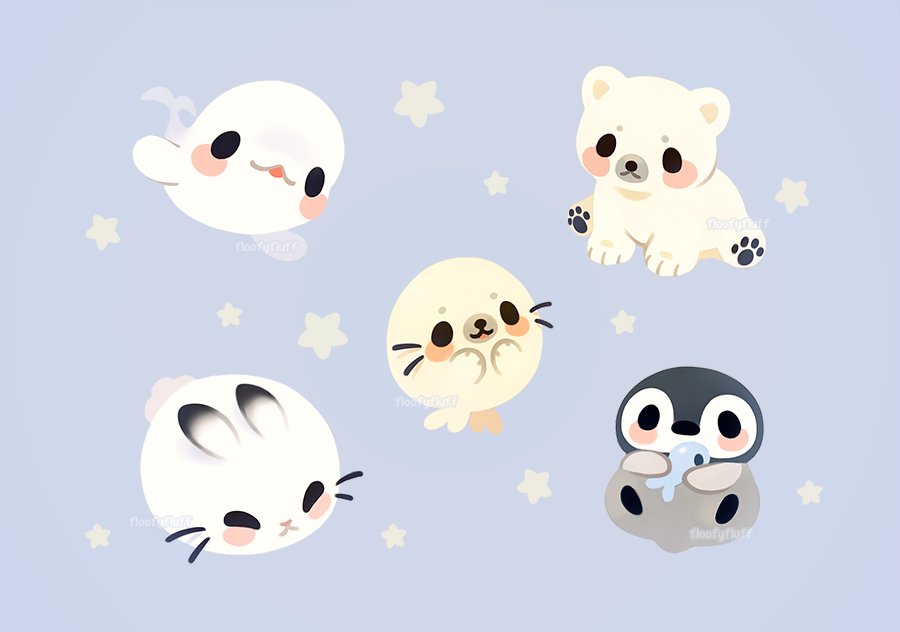 fluffysheeps:  Arctic babies!! ฅ( ̳͒•ಲ• ̳͒)♪Available as notebooks,