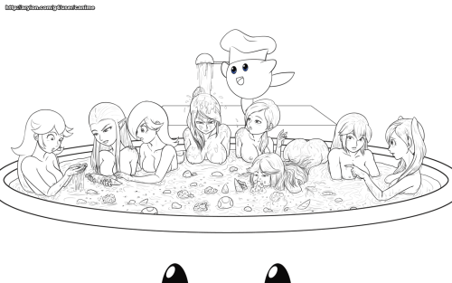 canime: Welcome to Super Smash Bros 8 player competition. Eight competitors go in and Kirby comes out full! If you want to color this yourself get the transparent version here. 