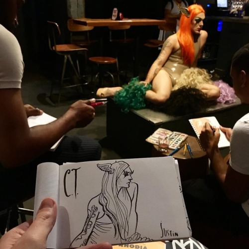 Drawing a drag nymph at #drinkndraw ✨✍ (at REBAR Chelsea)