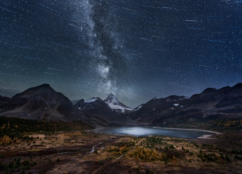 Composited starscape over Mount Assiniboine, in British Columbia, Canada [1200x865][OS] by Adam Gibb