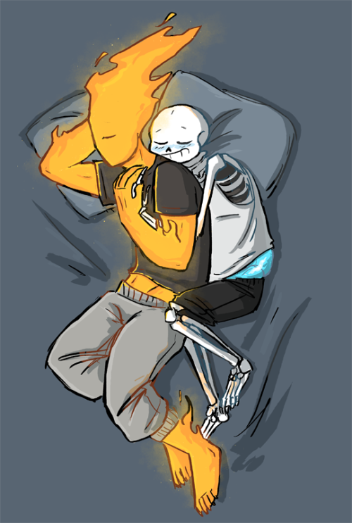 withtheworms:  Hey fandom what’s up hello good morning.anyway, grillby as the little spoon.  ok have a good day xox