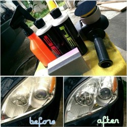 chemicalguys:  The headlight restoration job by @hi_standard_