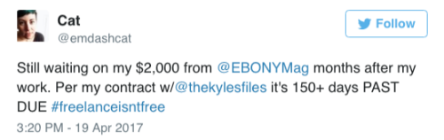 the-movemnt:‘Ebony’ magazine is under fire for not paying its freelancersMore than a dozen freelance