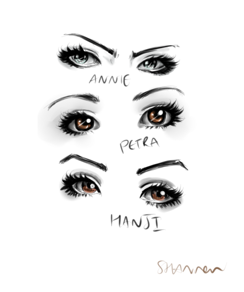 k1dou-s:eyes since they’re the only thing i can actually draw plus i frickin love the female characters in snk ok