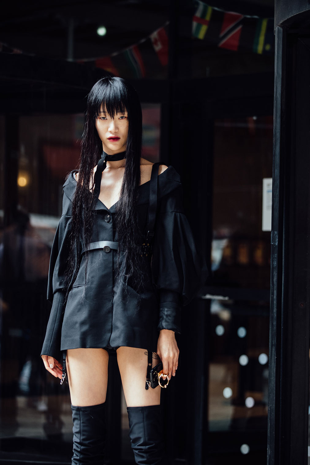 Black-is-no-colour — Milan Fashion Week, Street Style; model Sora Choi