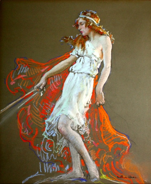The Young Diana.c.1920.Pastel.Art by Arthur Prince Spear.(1879-1959).