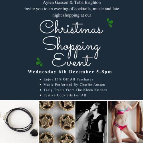 Come and join us and @tobabrighton tonight for our Christmas shopping event! Cocktails, organic trea