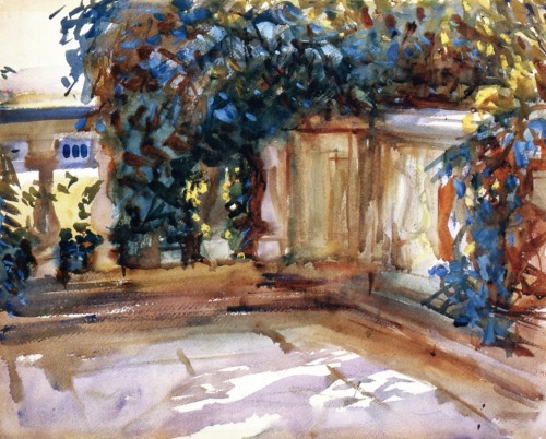 A Balustrade, Villa Marlia, Lucca  - John Singer Sargent 1910ImpressionismWatercolour
