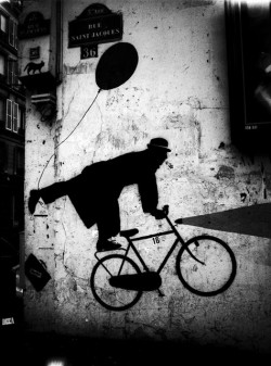 theparisreview: What does it matter that the pastAnd my own daemon hold me fast?I shall get sleep enough at last:      What does it mean?—Catherine Davis, from “What Does It Mean?”Photography Credit Stanko Abadžic, “Bicycle Art on Wall,”