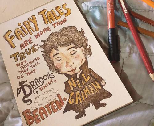 Defeat your dragons, whatever form they may come today. :) #NeilGaiman #GKChesterton #doodle #drawin