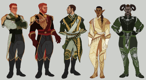 Happy Dragon Age Day!! a line up of some of the Halamshiral outfits I’ve done in celebration