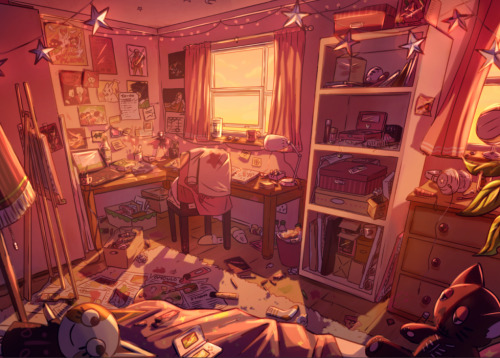 piece completed on javidraw’s environment design class <3 a redraw of one of these rooms! i cant 