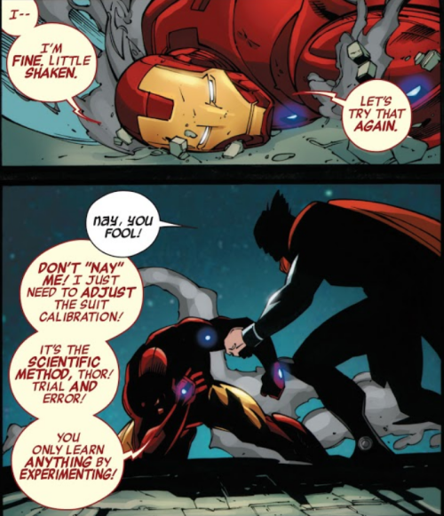 tony-stark-ing:“Nay, you fool!”“Don’t ‘Nay’ Me!”Iron Man/Thor issue #4