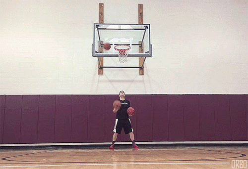 tastefullyoffensive: orbo-gifs: Jugglin’ Hoops! I knew he would miss at some point.