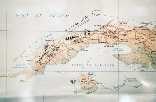 A map of Cuba annotated by President John F. Kennedy when he was first briefed by the CIA on the Cub