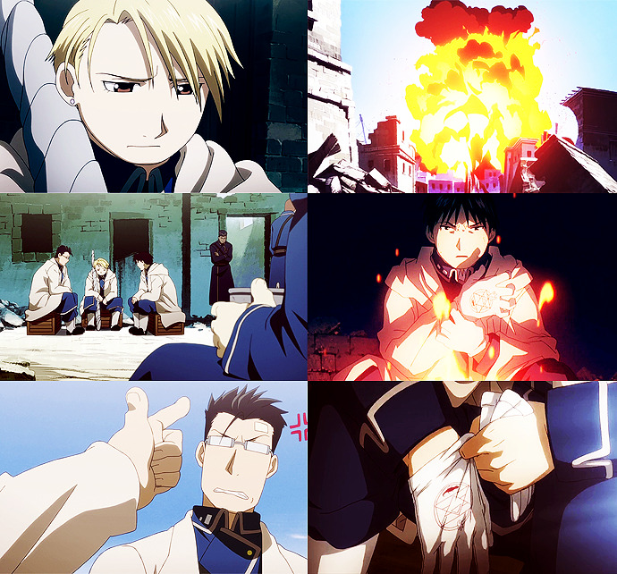 rustcohless:  FMA week | day five -&gt; past/future or typography  Roy Mustang,