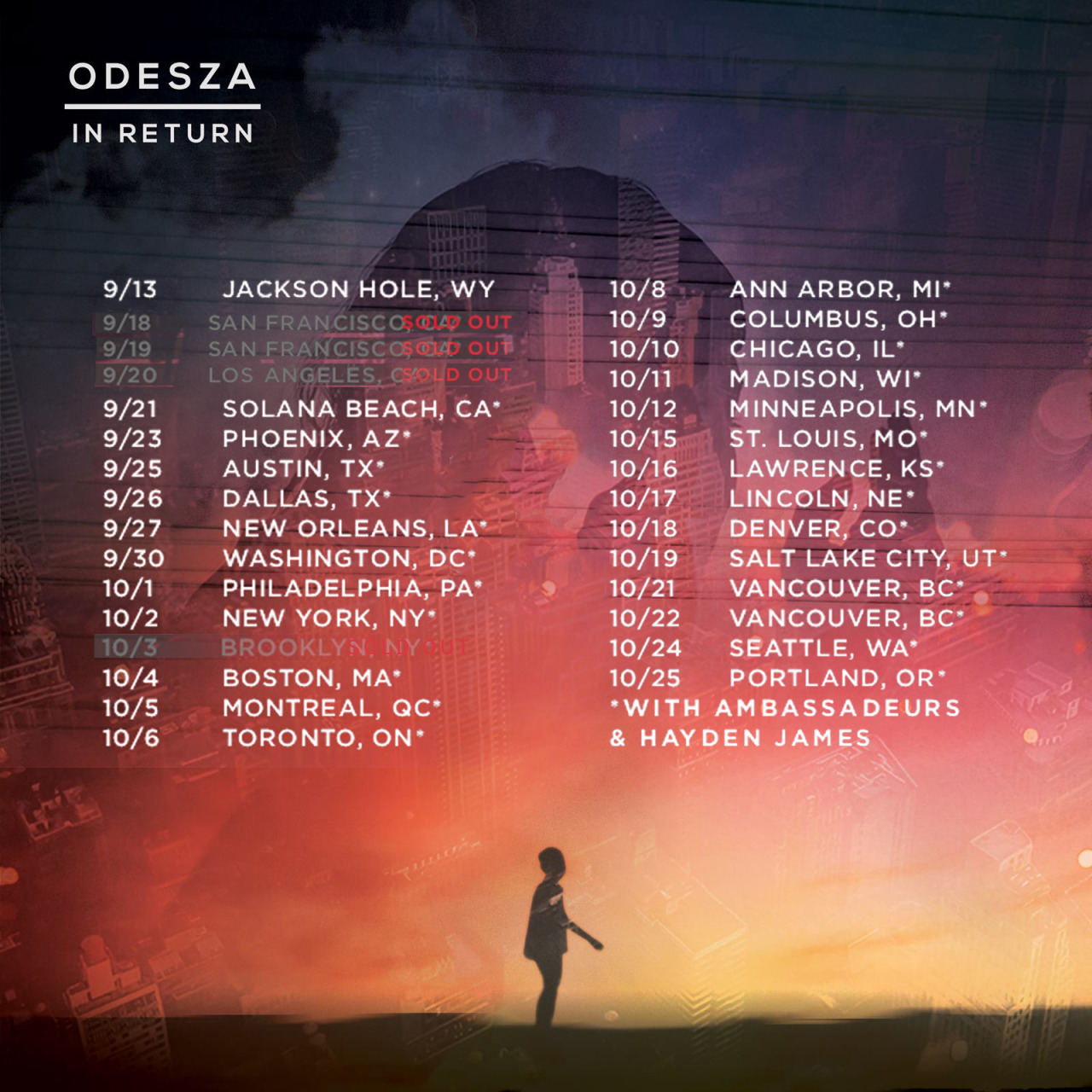 Headed on the ‘In Return’ tour with the dudes behind ODESZA this coming September. See you in a city nearby soon!