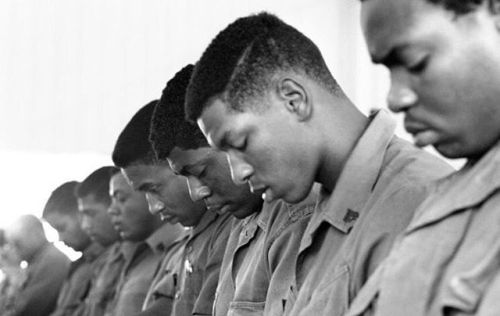 lostinurbanism:  Soldiers attend a memorial service for slain civil rights leader, Martin Luther King in Da Nang on April 8, 1968. Photograph by Eddie Adams