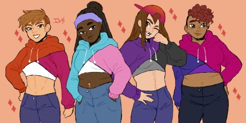 orquidia:sketch of some butch/stud/masc sapphics in that crop top hoodie