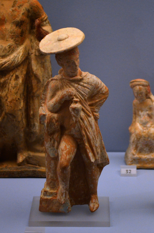 greek-museums:Archaeological Museum of Schematari (Ancient Tanagra):A terracotta figurine of a seate