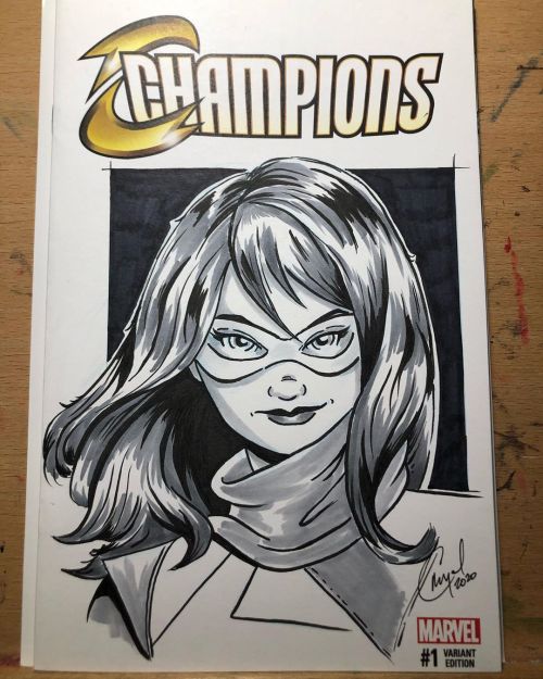 A recent #commission of #msmarvel #kamalakhan #sketchbook #sketchcover #comicbooks #comics #marvel #