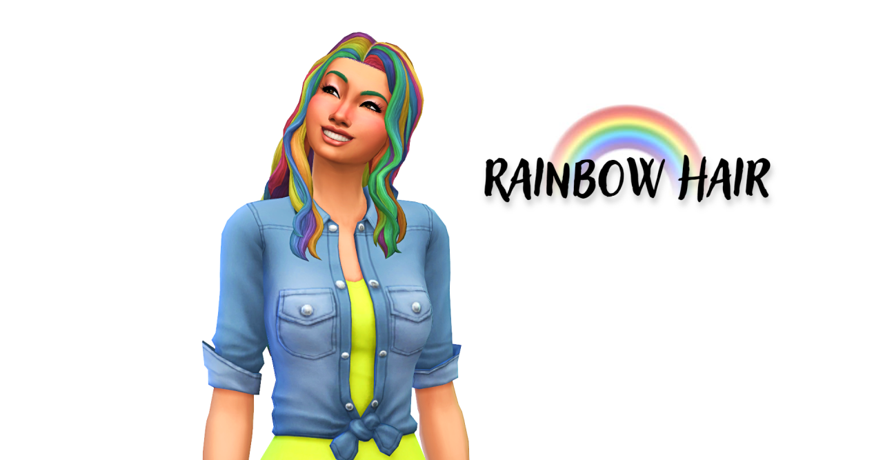 rainbow hair cc 6